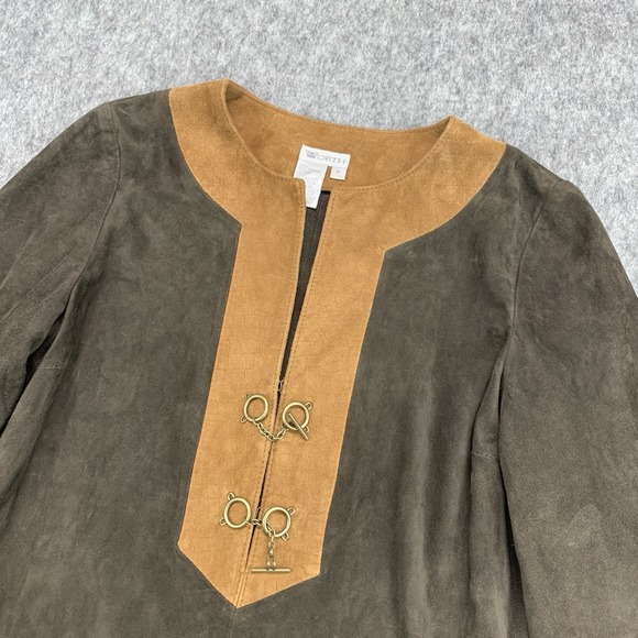 Worth 100% GENUINE LEATHER Shell Brown Tunic Shirt - Size P (6/8) - Picture 5 of 9